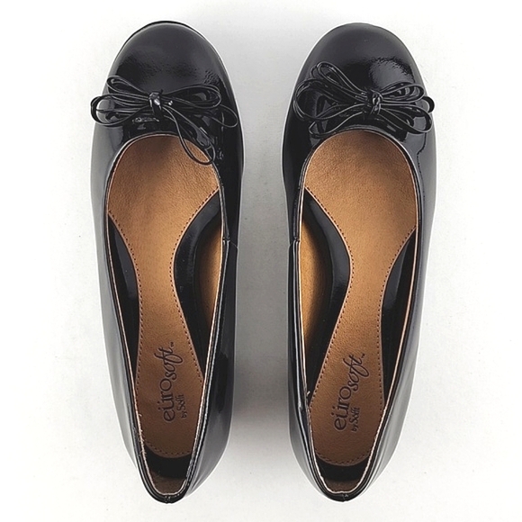 Sofft Eüro Soft Black Patent Leather Heeled Ballerinas Pump Size 6M - Picture 7 of 16